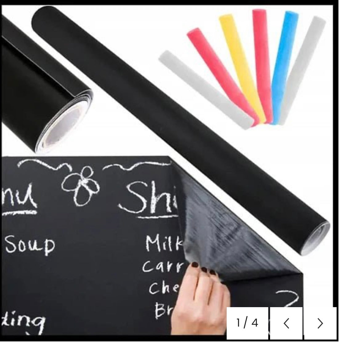 Pizarra Negra Adhesiva Tablero 200x60cm + Tizas